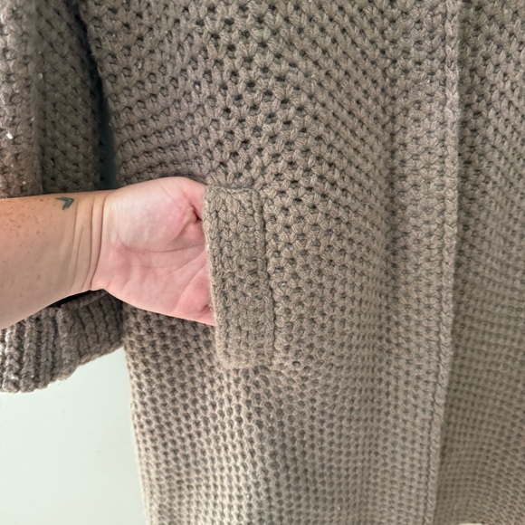 Mantovani Studio Italian Wool Cashmere Brown Textured Long Cardigan Coat - Picture 6 of 9